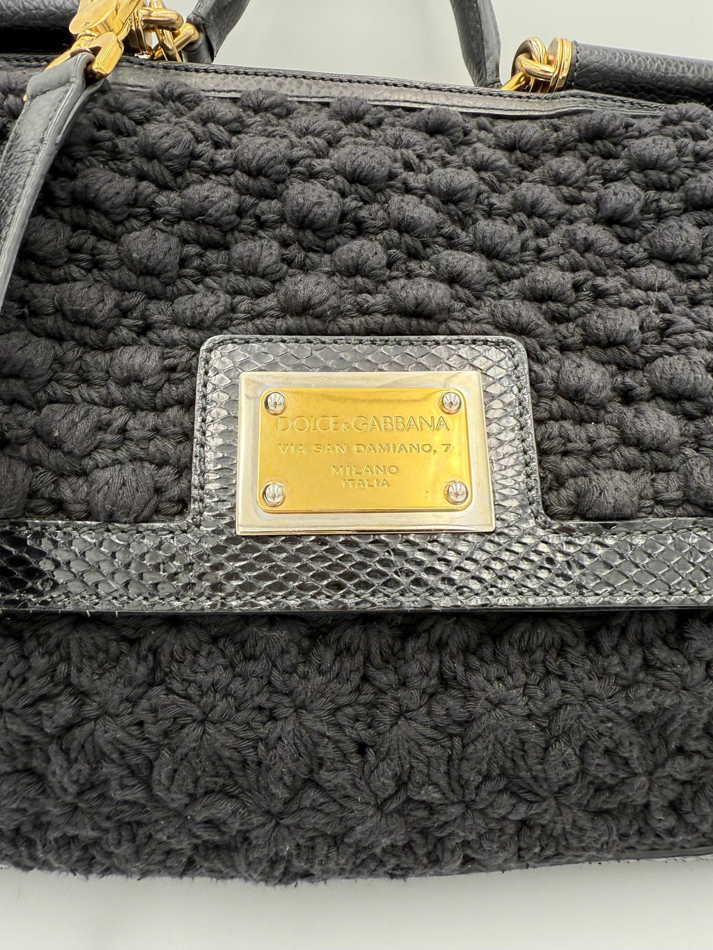 Dolce & Gabbana DOLCE & GABBANA Sicily Python and Macramé Handbag Dolce & Gabbana