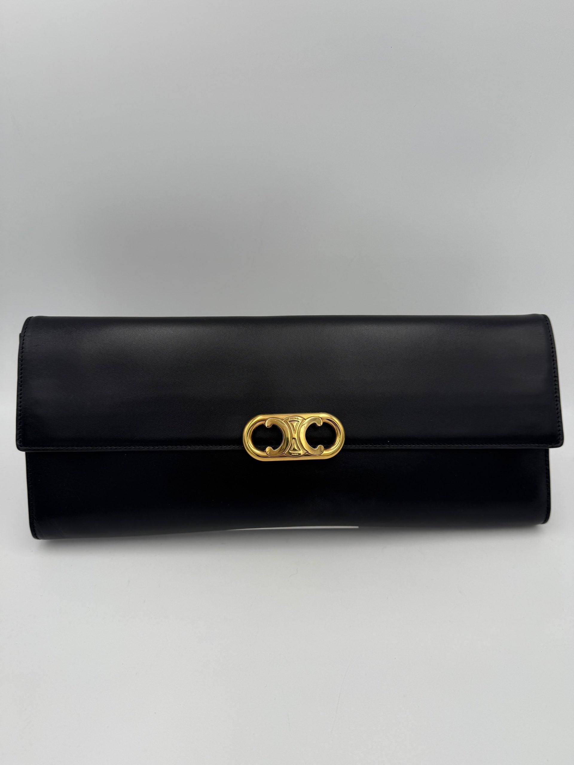 Celine CELINE TRIOMPHE Black Clutch Celine
