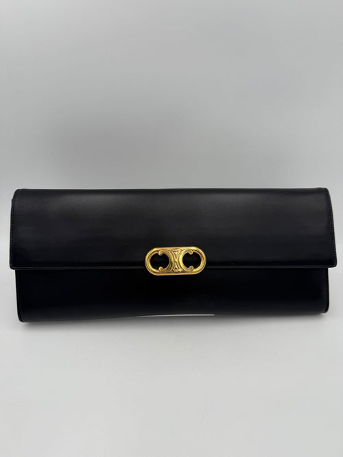 Celine CELINE TRIOMPHE Black Clutch Celine