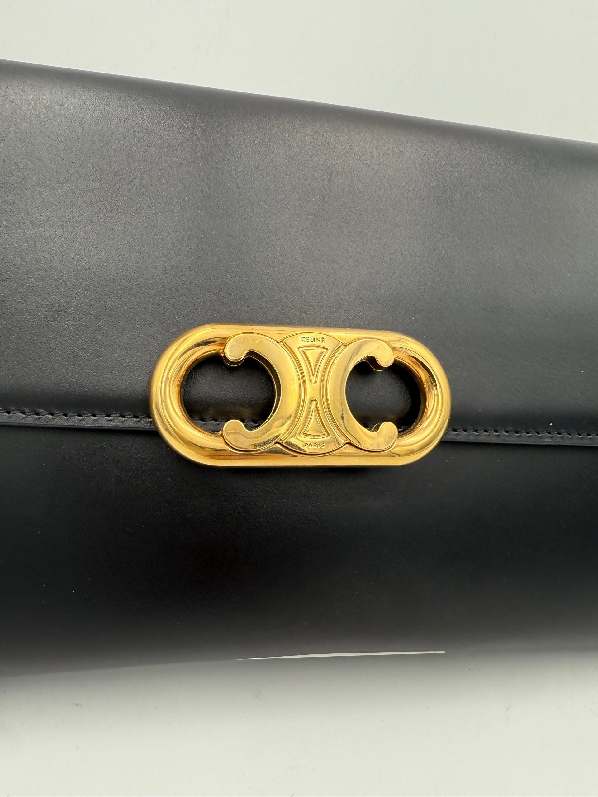 Celine CELINE TRIOMPHE Black Clutch Celine