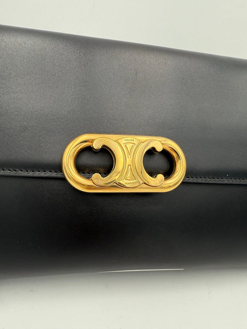 Celine CELINE TRIOMPHE Black Clutch Celine