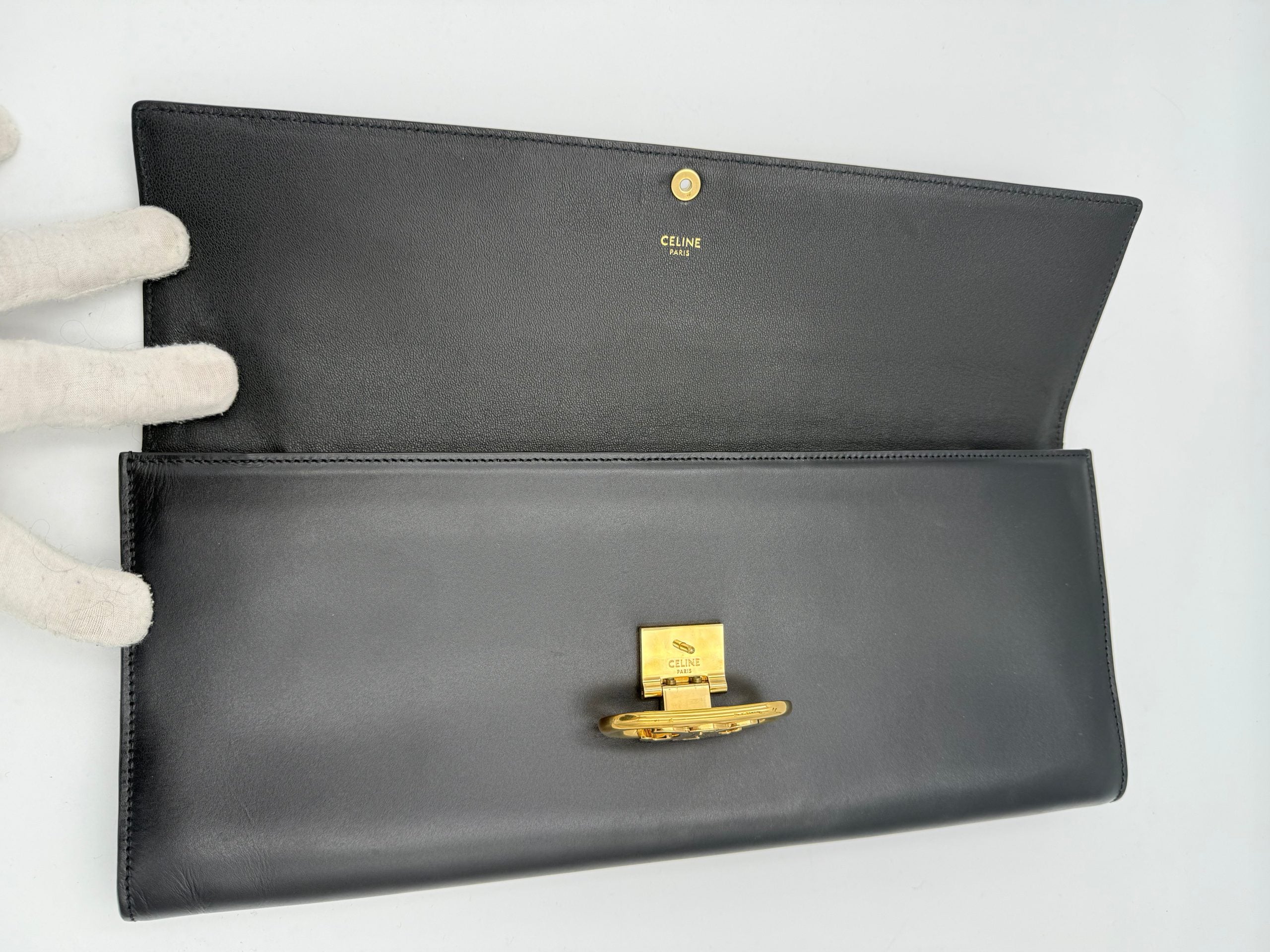 Celine CELINE TRIOMPHE Black Clutch Celine