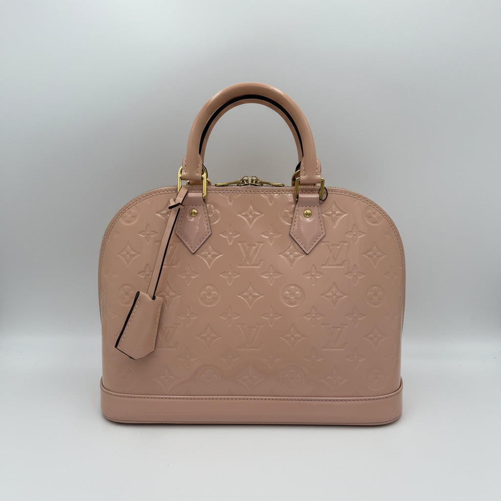 Louis Vuitton LOUIS VUITTON Alma MM Pink Patent Monogram Handbag Louis Vuitton