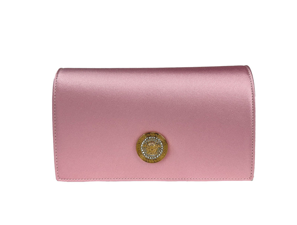 Versace Medusa Crystal Satin Mini Chain Crossbody Bag Purse Versace