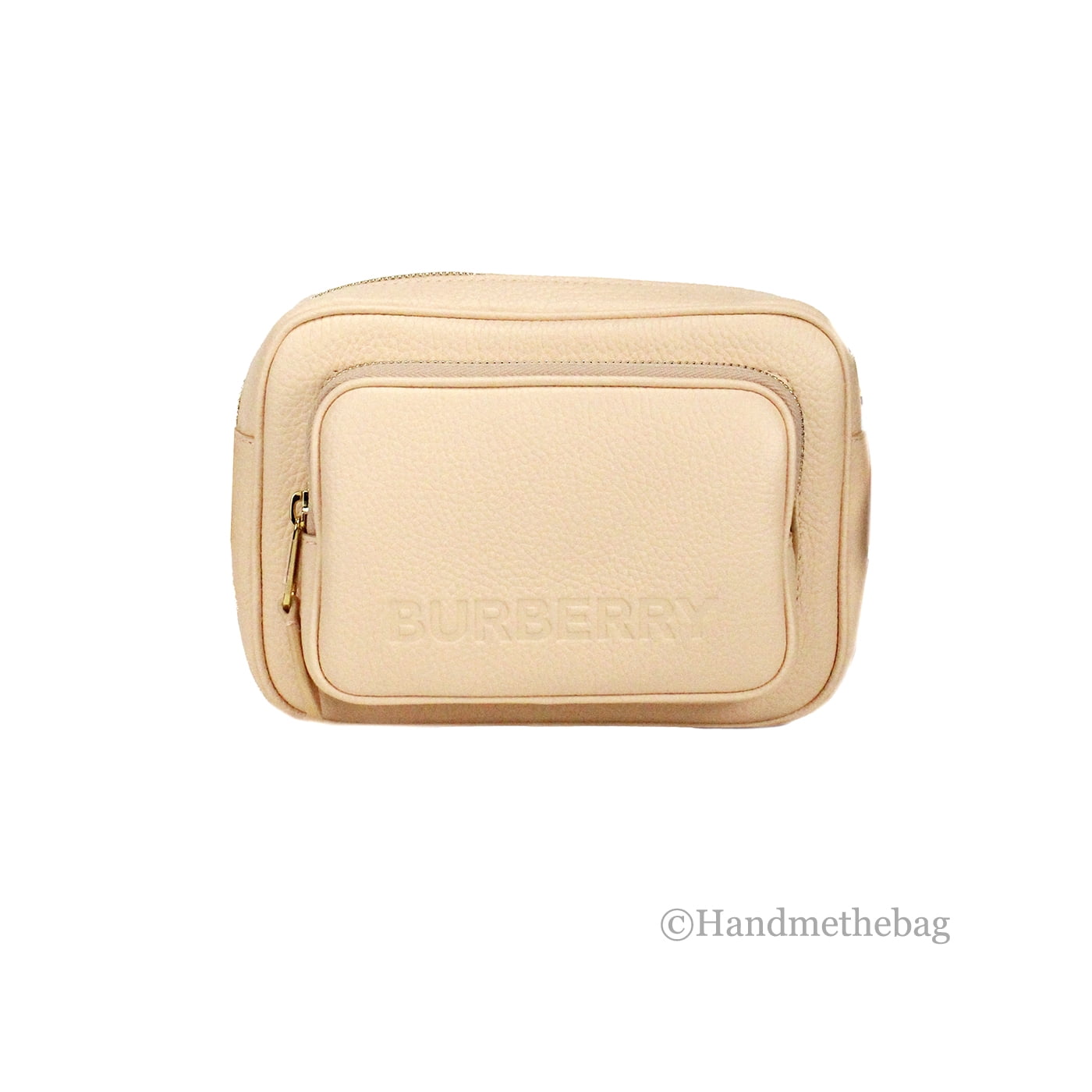 Burberry Small Branded Peach Pink Grainy Leather Camera Crossbody Bag Burberry