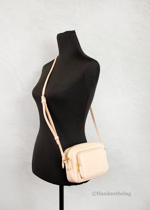 Burberry Small Branded Peach Pink Grainy Leather Camera Crossbody Bag Burberry
