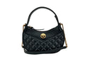 Versace Quilted Black Leather Half Moon Chain Crossbody Bag Versace
