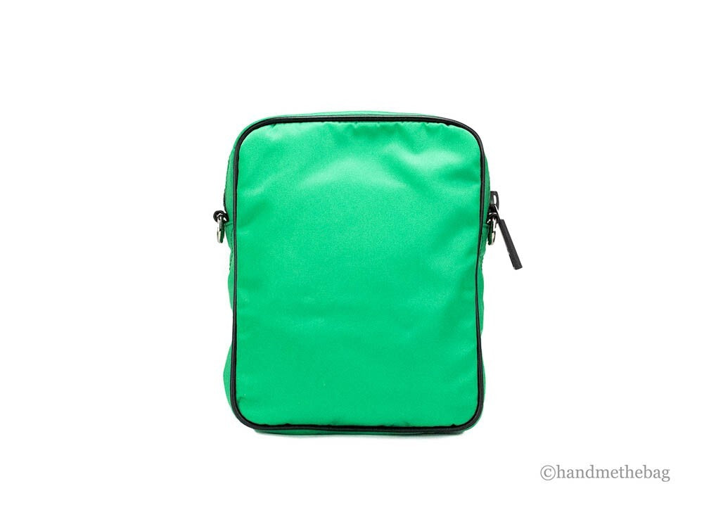 Versace Small Bright Green Nylon Fabric Medusa Crossbody Messenger Bag Purse Versace