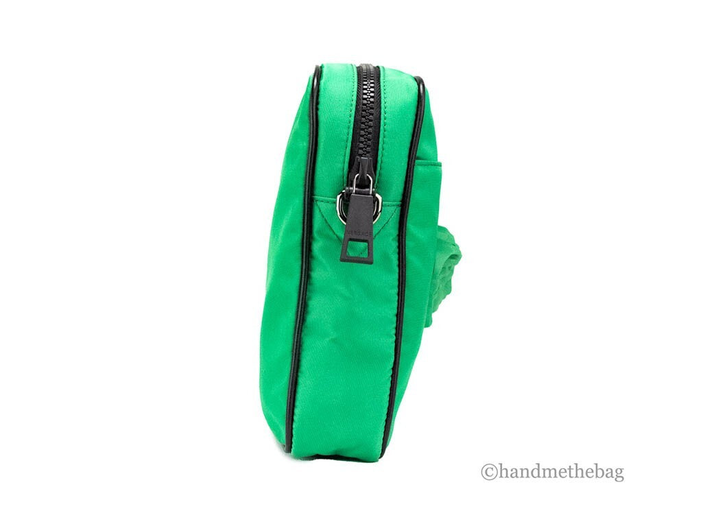 Versace Small Bright Green Nylon Fabric Medusa Crossbody Messenger Bag Purse Versace