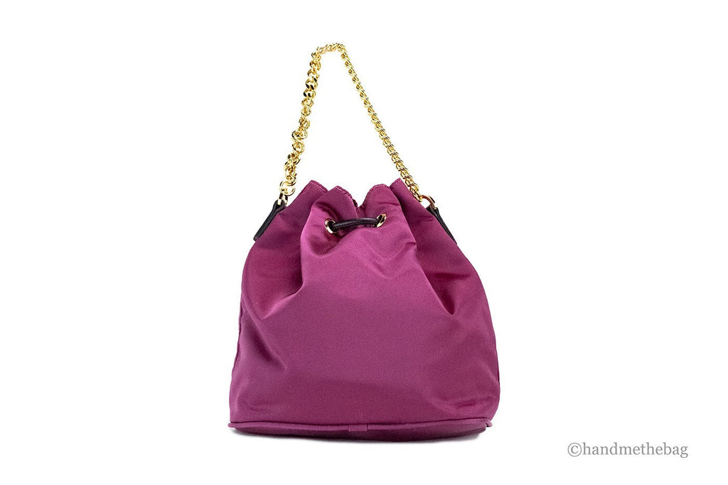 Versace Small Dahlia Nylon Medusa Pendant Bucket Chain Crossbody Bag Purse Versace