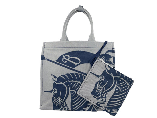 Burberry Navy EKD Canvas Tote Bag With Coin Pouch Burberry