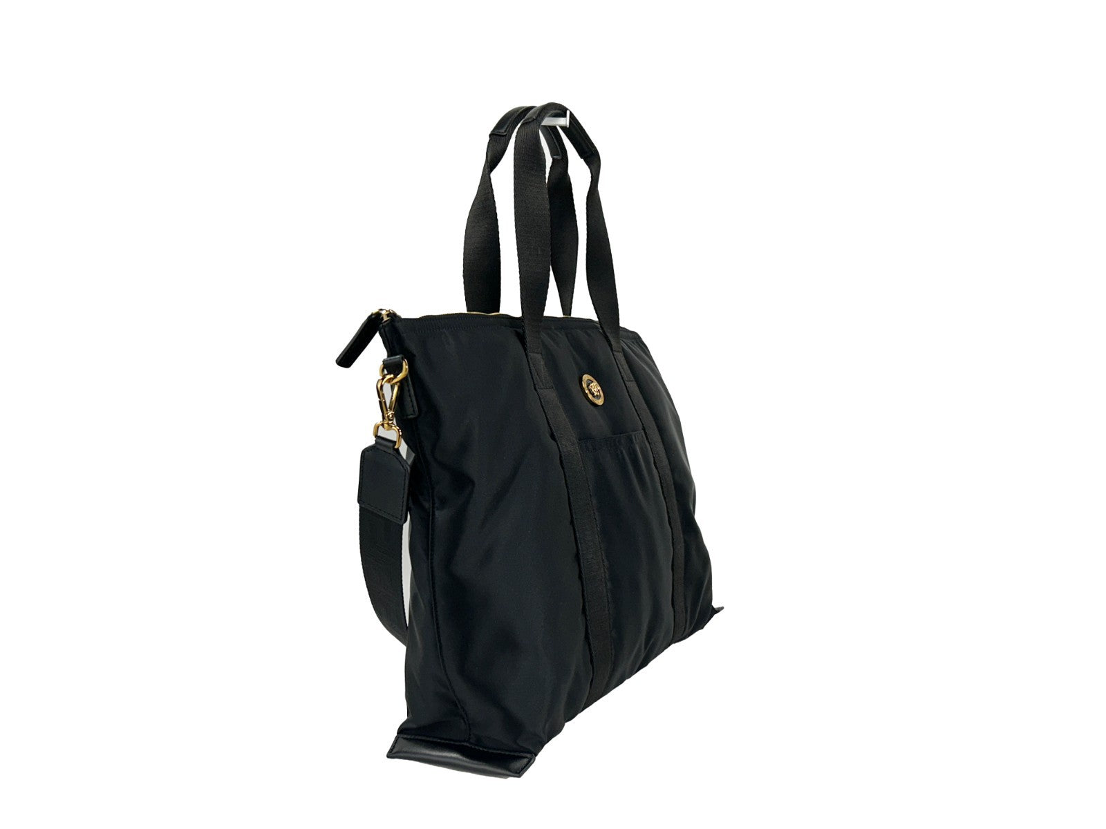 Versace Black Nylon Fabric La Medusa Shoulder Tote Bag Versace