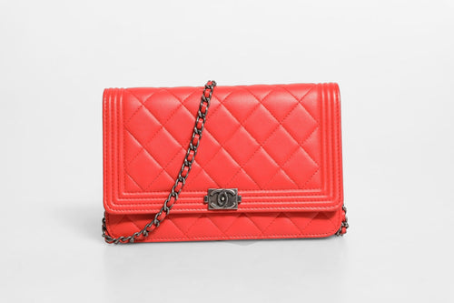 Chanel Boy Wallet on Chain Red Lambskin Chanel