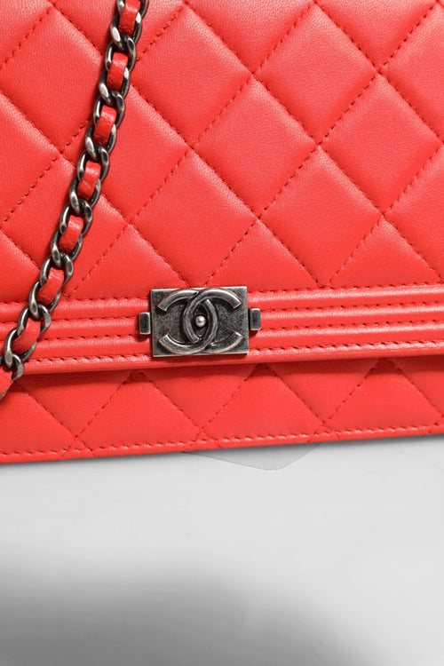 Chanel Boy Wallet on Chain Red Lambskin Chanel