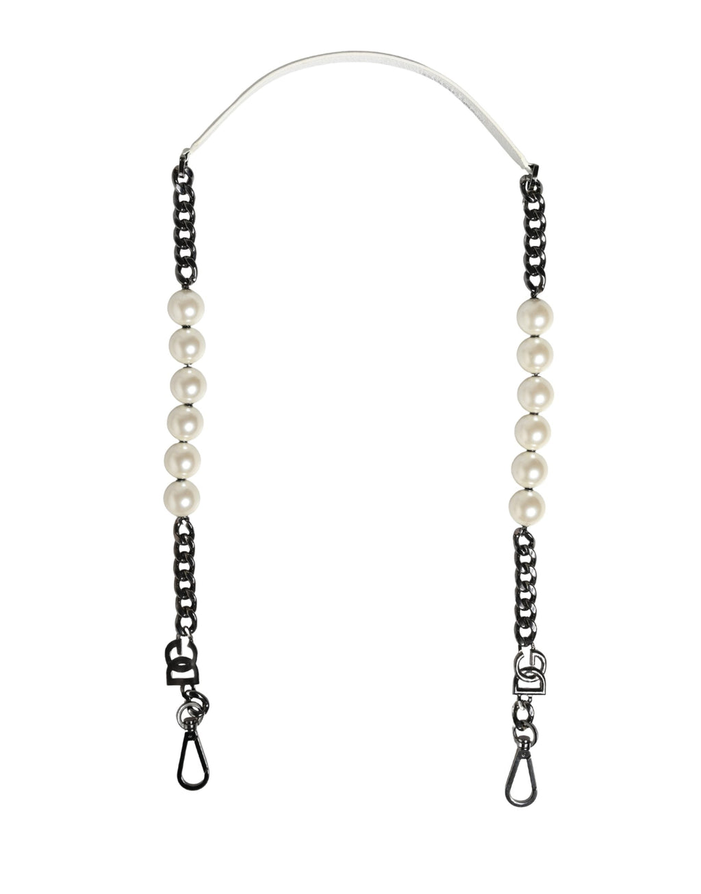 Dolce & Gabbana White Leather Silver Chain Bag Accessory Shoulder Strap Dolce & Gabbana