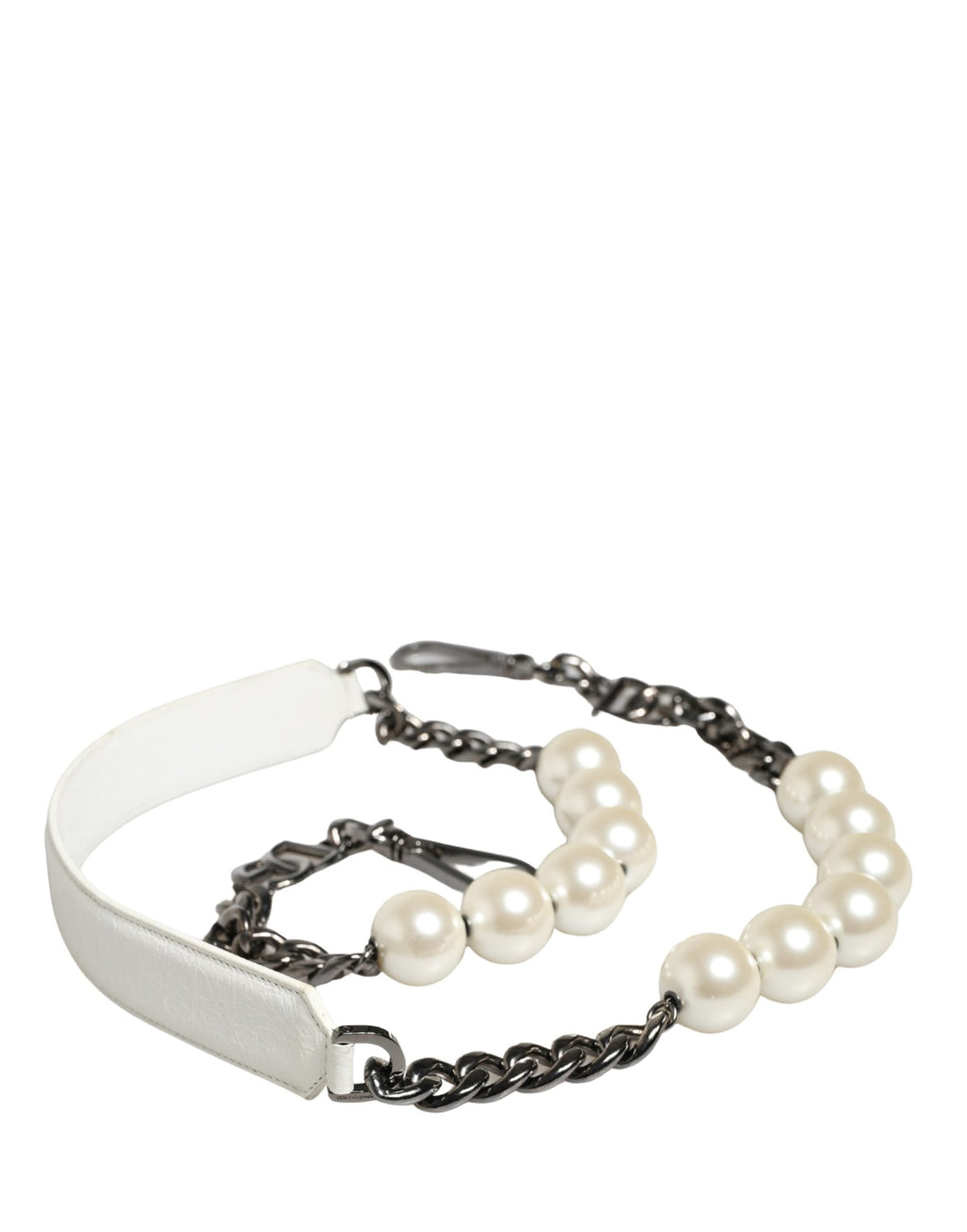 Dolce & Gabbana White Leather Silver Chain Bag Accessory Shoulder Strap Dolce & Gabbana