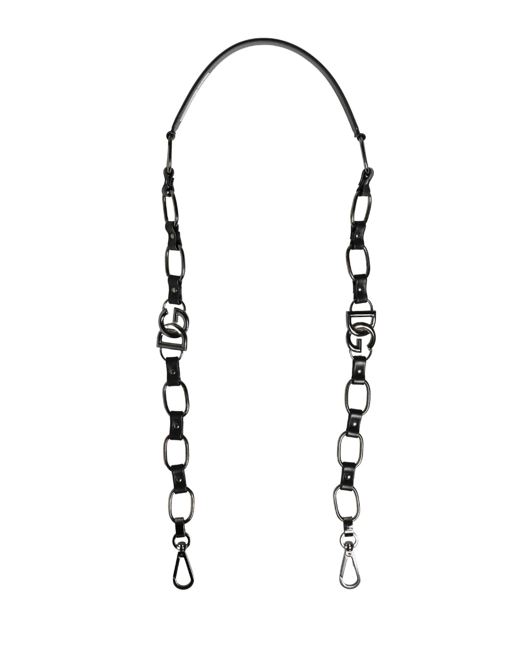 Dolce & Gabbana Black Leather Silver Chain Bag Accessory Shoulder Strap Dolce & Gabbana