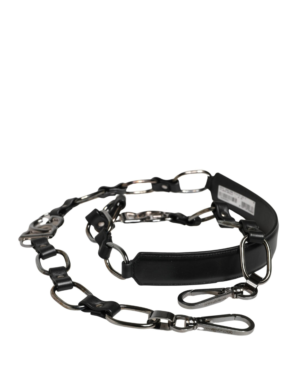 Dolce & Gabbana Black Leather Silver Chain Bag Accessory Shoulder Strap Dolce & Gabbana