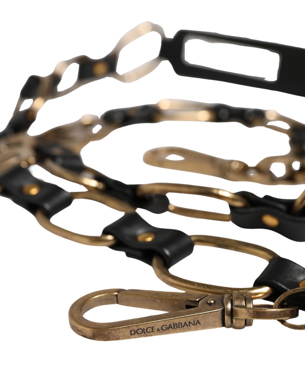 Dolce & Gabbana Black Leather Gold Chain Bag Accessory Shoulder Strap Dolce & Gabbana