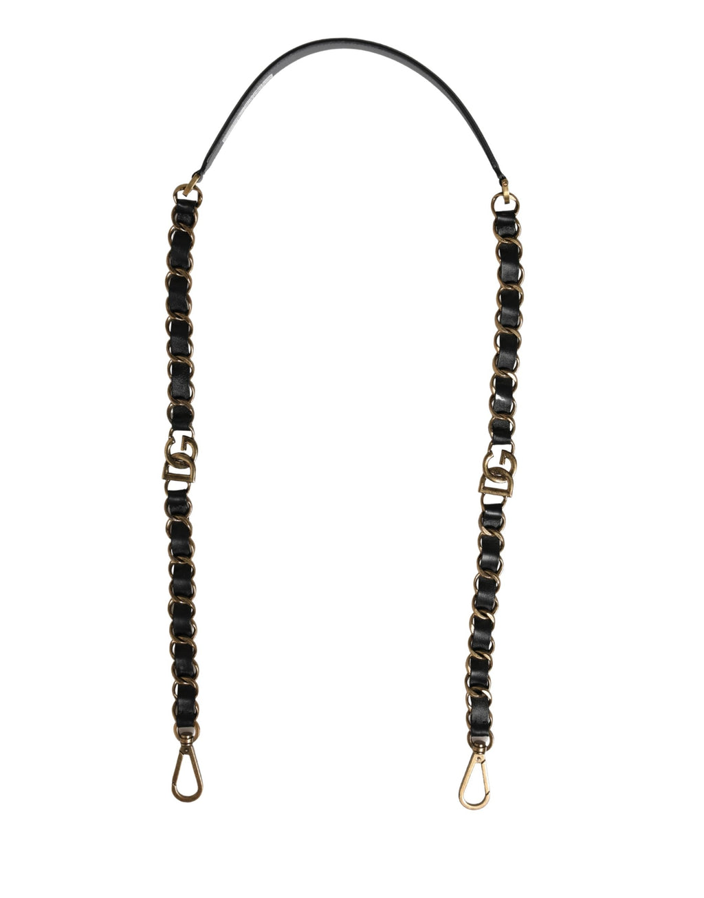 Dolce & Gabbana Black Leather Gold Chain Bag Accessory Shoulder Strap Dolce & Gabbana