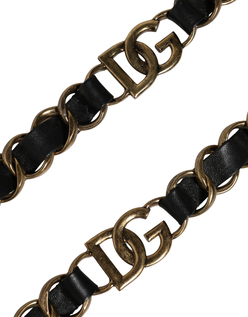 Dolce & Gabbana Black Leather Gold Chain Bag Accessory Shoulder Strap Dolce & Gabbana