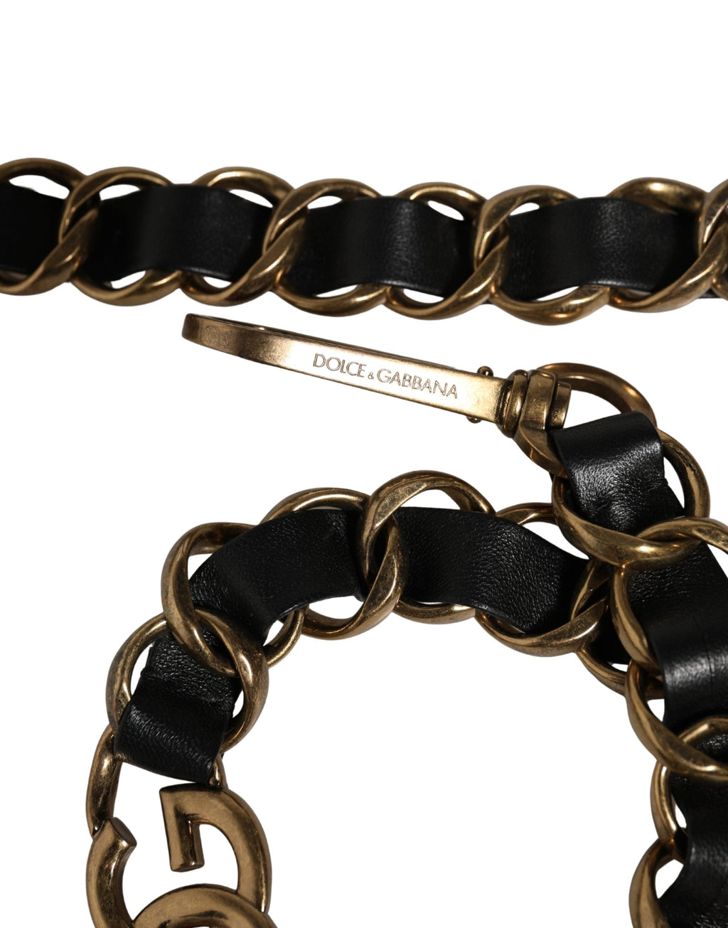 Dolce & Gabbana Black Leather Gold Chain Bag Accessory Shoulder Strap Dolce & Gabbana