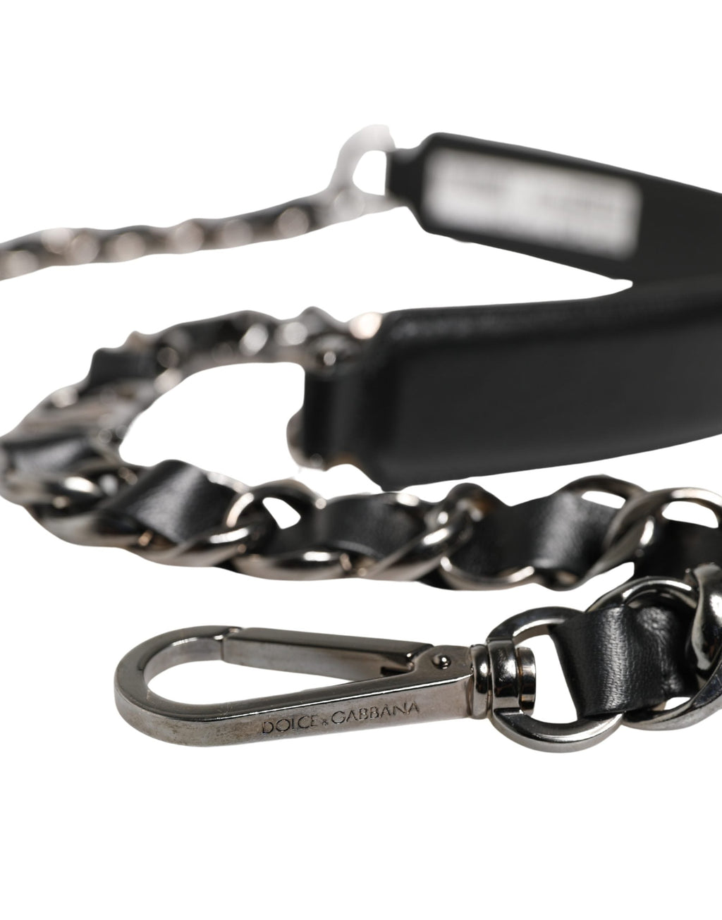 Dolce & Gabbana Black Leather Silver Chain Bag Accessory Shoulder Strap Dolce & Gabbana