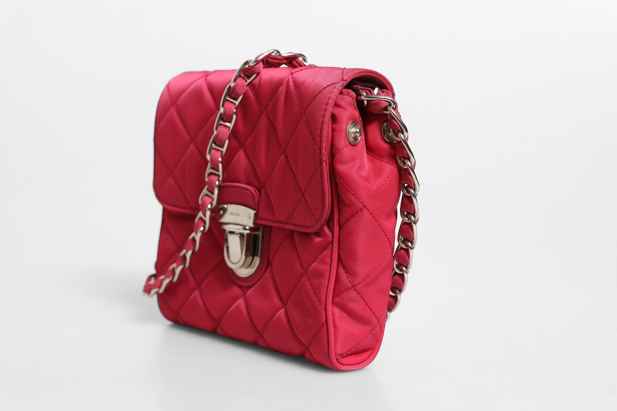 Prada Pink Quilted Tessuto Impuntu Nylon Flap Crossbody Bag Prada