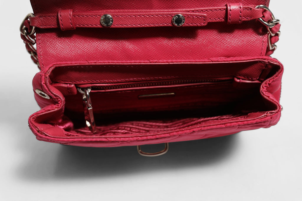 Prada Pink Quilted Tessuto Impuntu Nylon Flap Crossbody Bag Prada