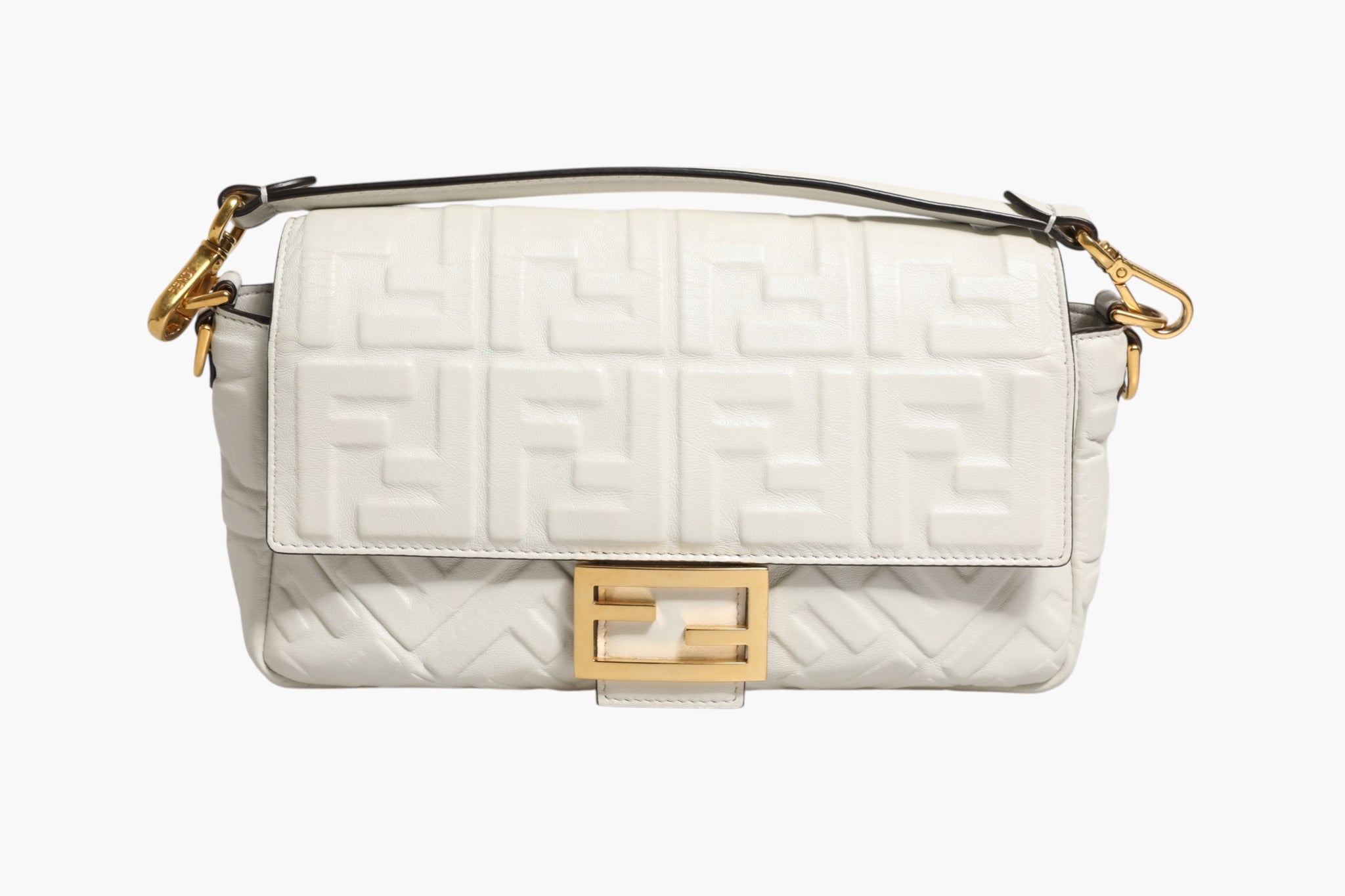 Fendi FF Embossed Baguette Nappa Leather Bag Fendi