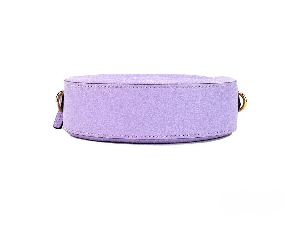 Versace Round Disco Lilac Pebbled Leather Camera Case Crossbody Bag Purse Versace