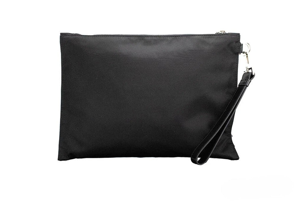 Versace Large Black Nylon Fabric Medusa Convertible Pouch Clutch Wristlet Bag Versace
