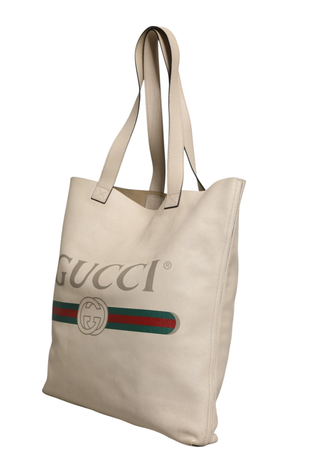 Gucci White Web Sherry Logo Print Tote Bag Gucci