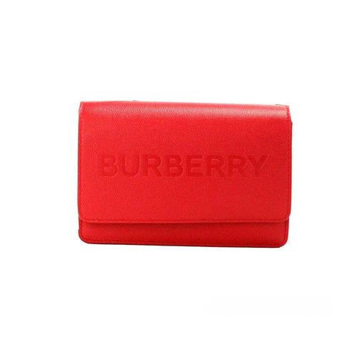 Burberry Hampshire Small Red Embossed Logo Smooth Leather Crossbody Bag Burberry