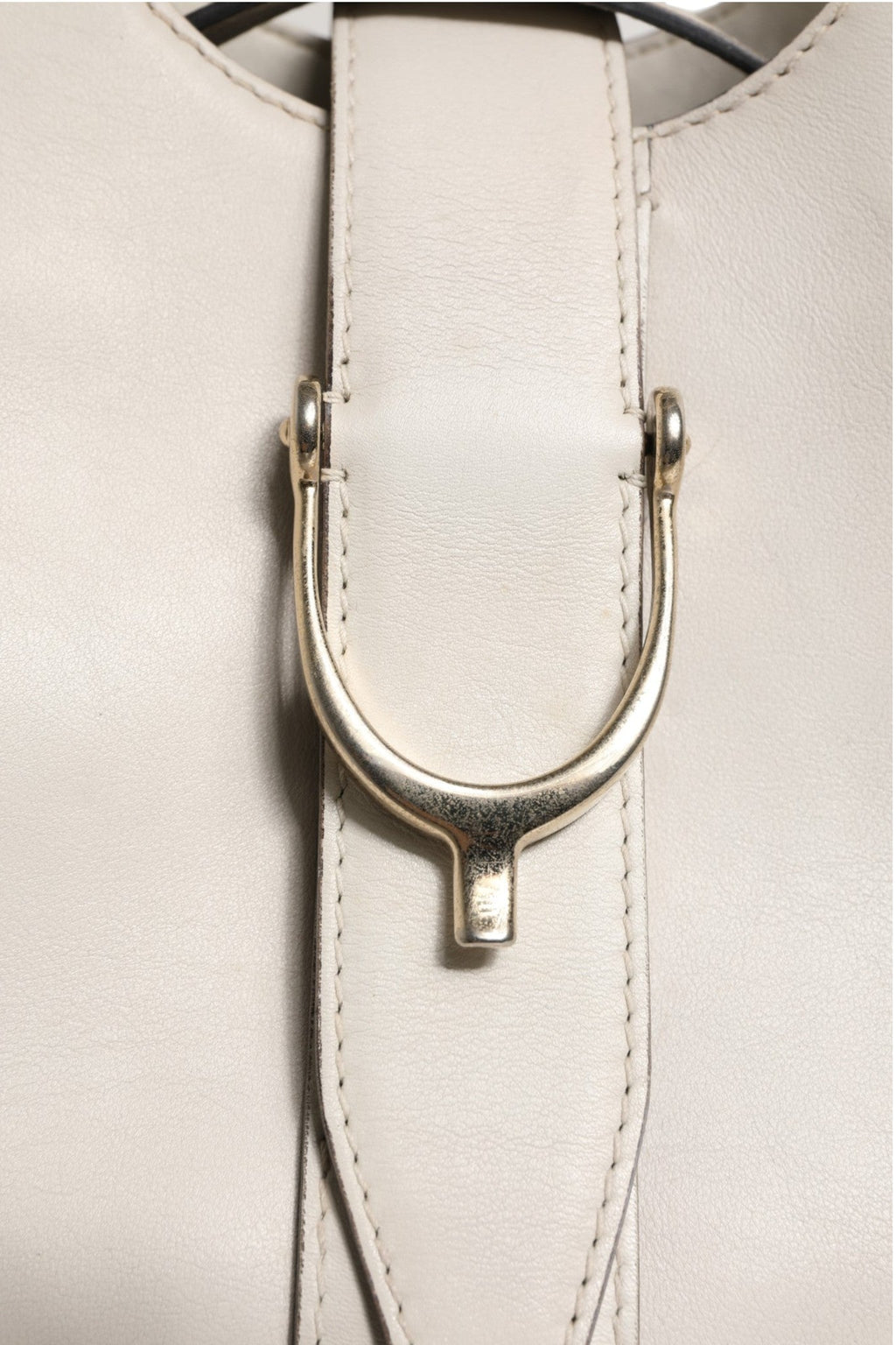 Gucci White Leather Stirrup Top Handle Bag Gucci
