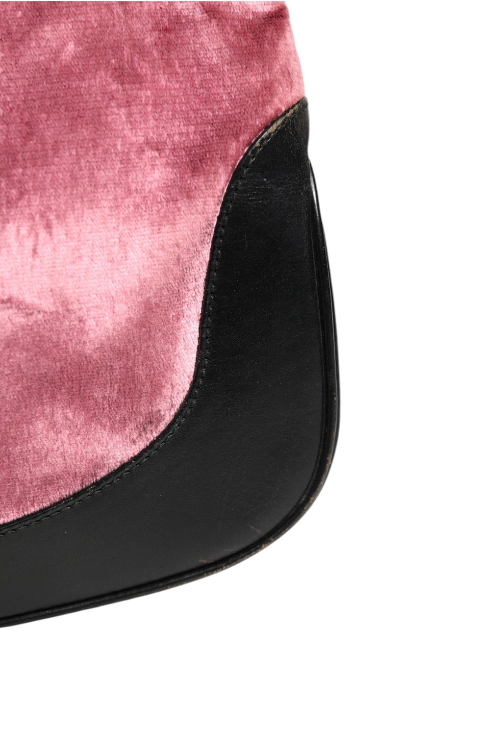 Gucci Jackie Pink Velvet And Black Leather Shoulder Bag Gucci