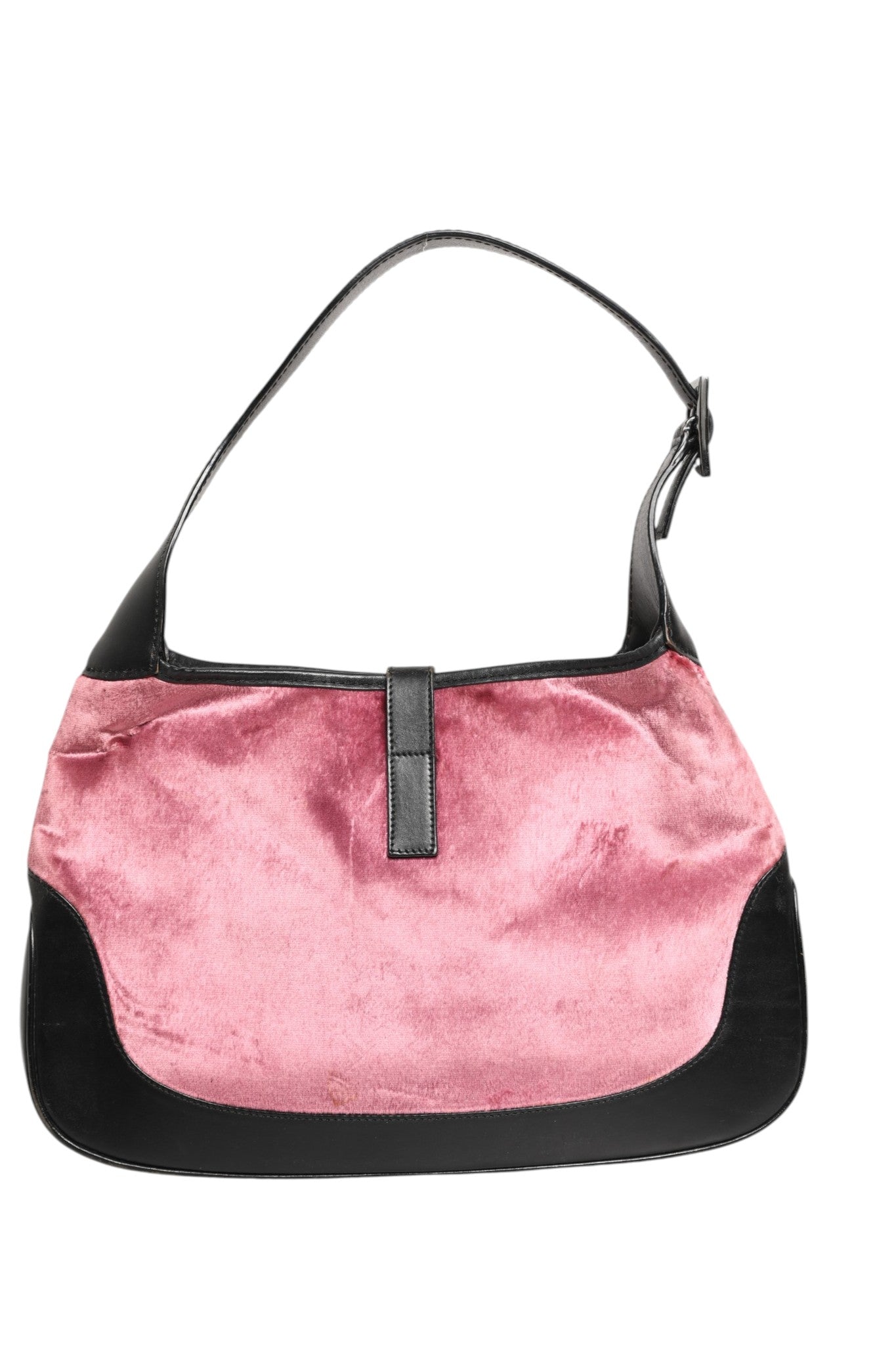 Gucci Jackie Pink Velvet And Black Leather Shoulder Bag Gucci