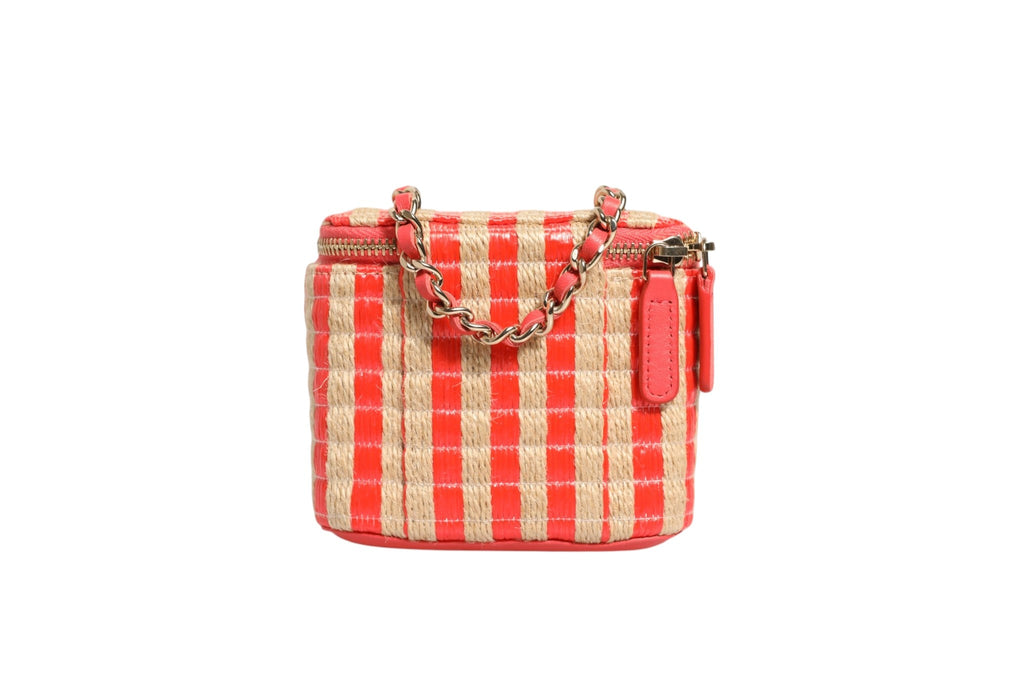 Chanel Raffia Jute Striped Mini Vanity Case Chanel