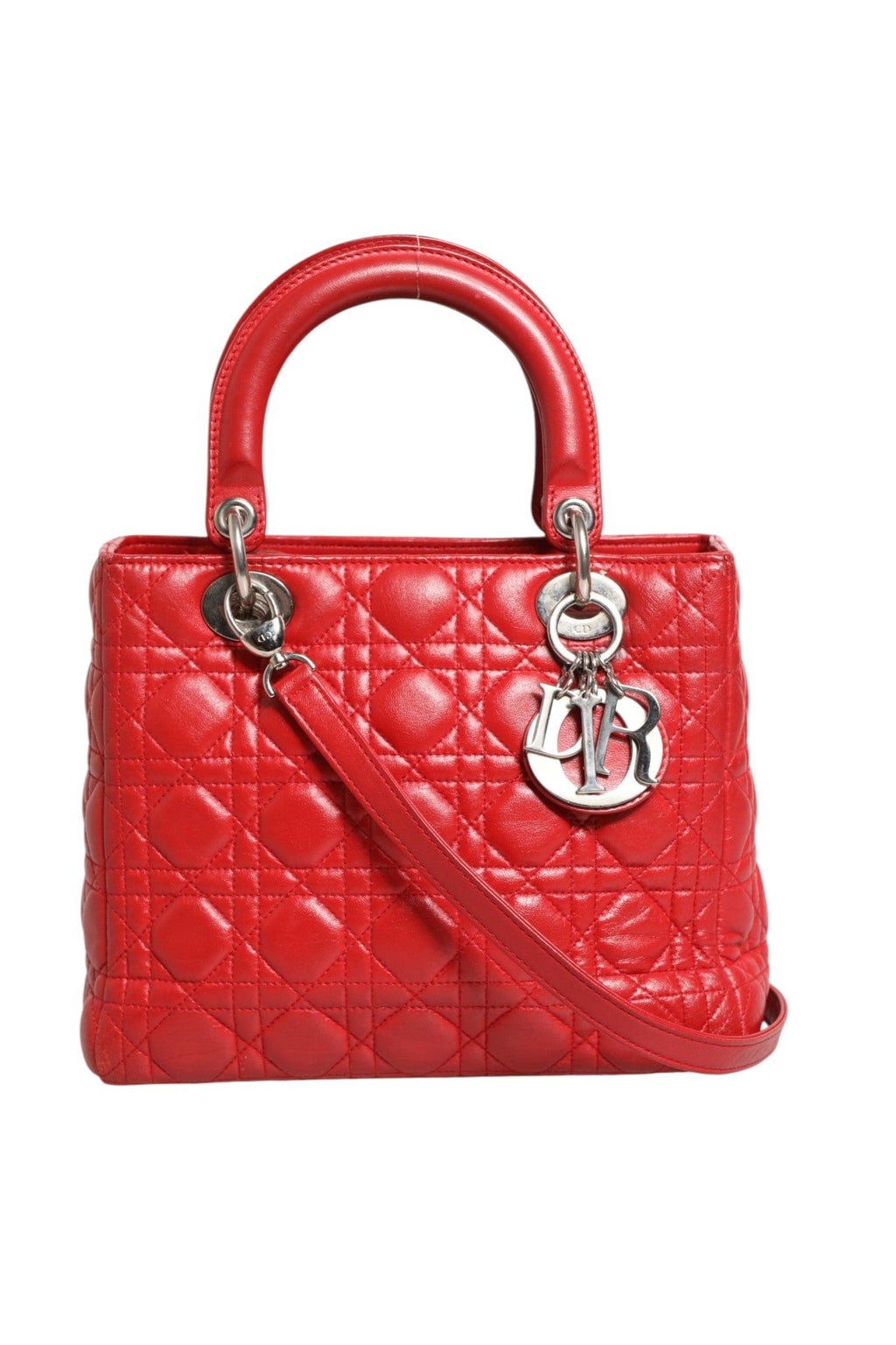 Christian Dior Red Cannage Lambskin Leather Lady Dior Bag Christian Dior