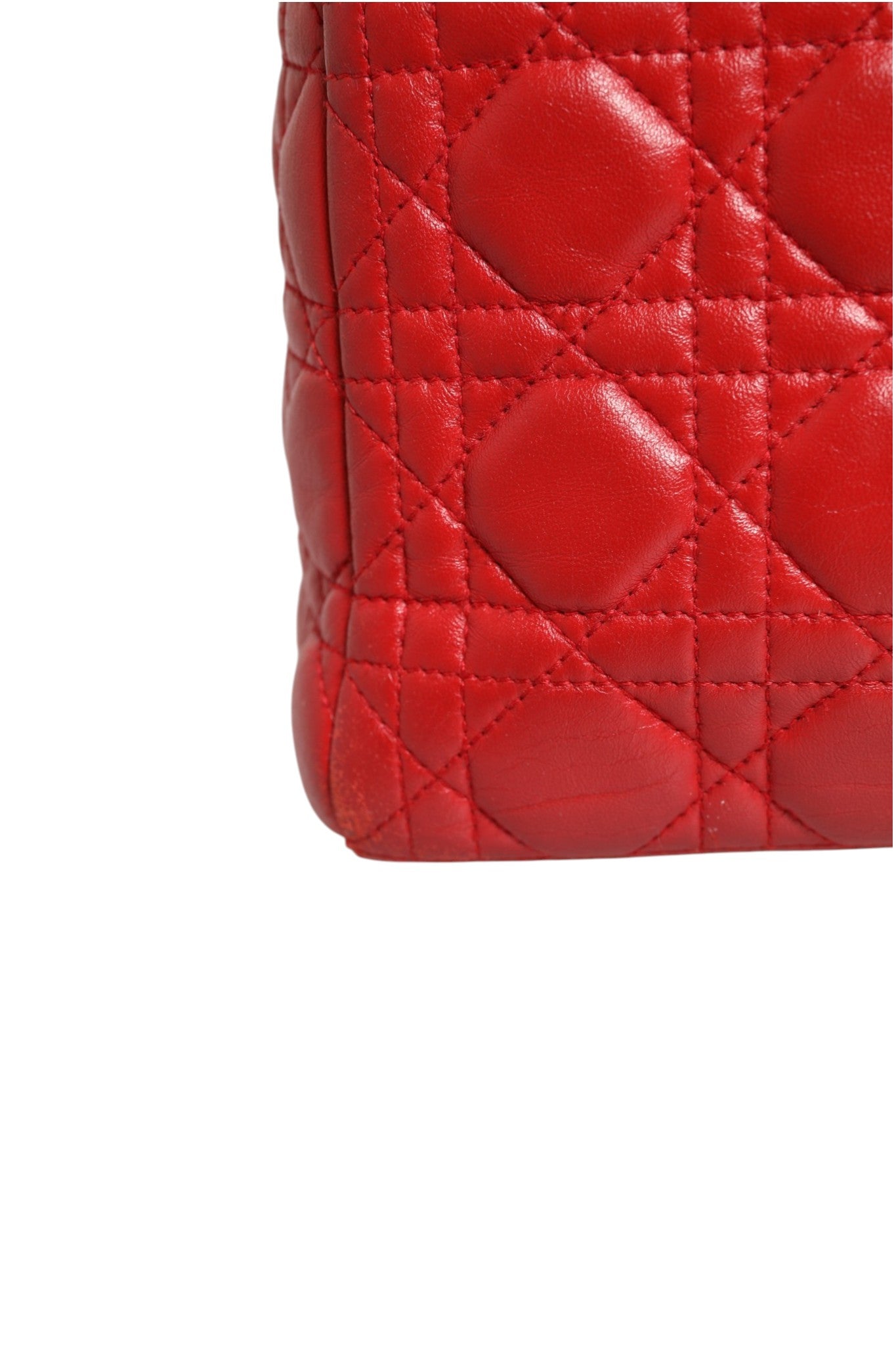 Christian Dior Red Cannage Lambskin Leather Lady Dior Bag Christian Dior