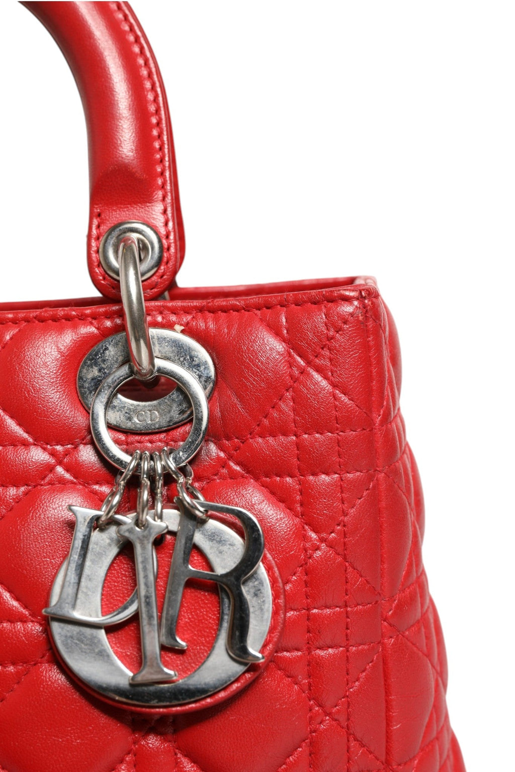Christian Dior Red Cannage Lambskin Leather Lady Dior Bag Christian Dior
