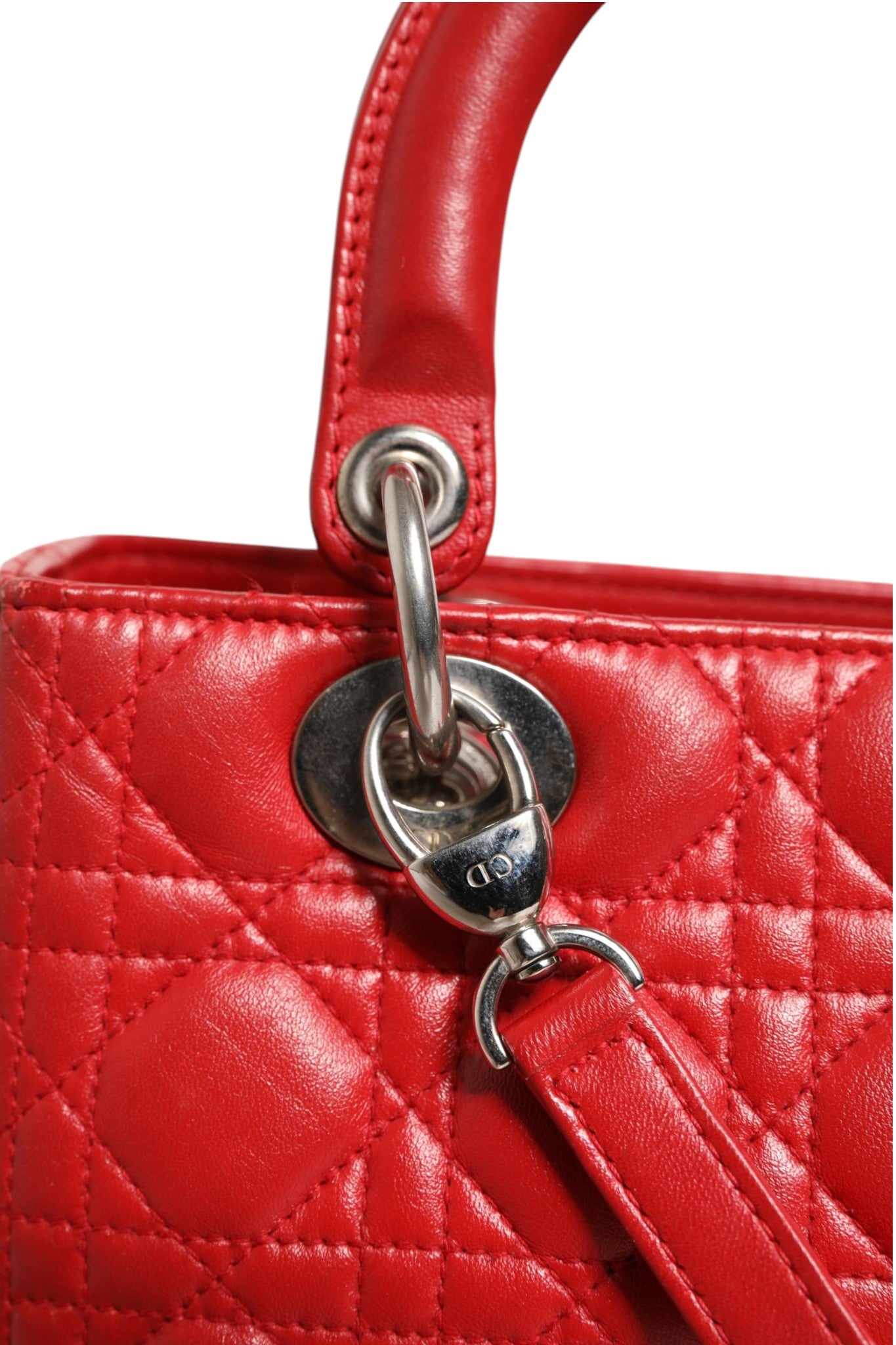 Christian Dior Red Cannage Lambskin Leather Lady Dior Bag Christian Dior