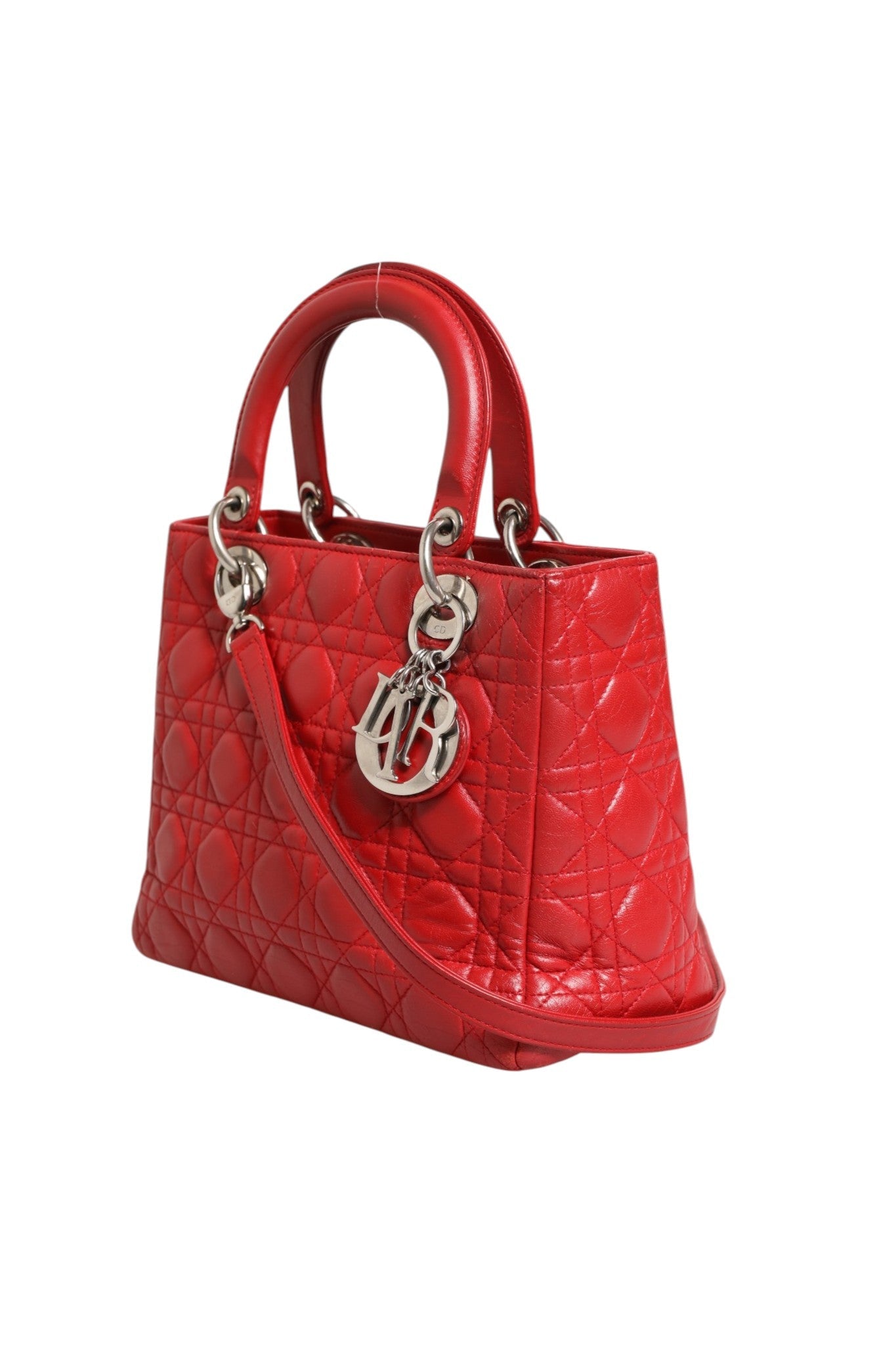 Christian Dior Red Cannage Lambskin Leather Lady Dior Bag Christian Dior