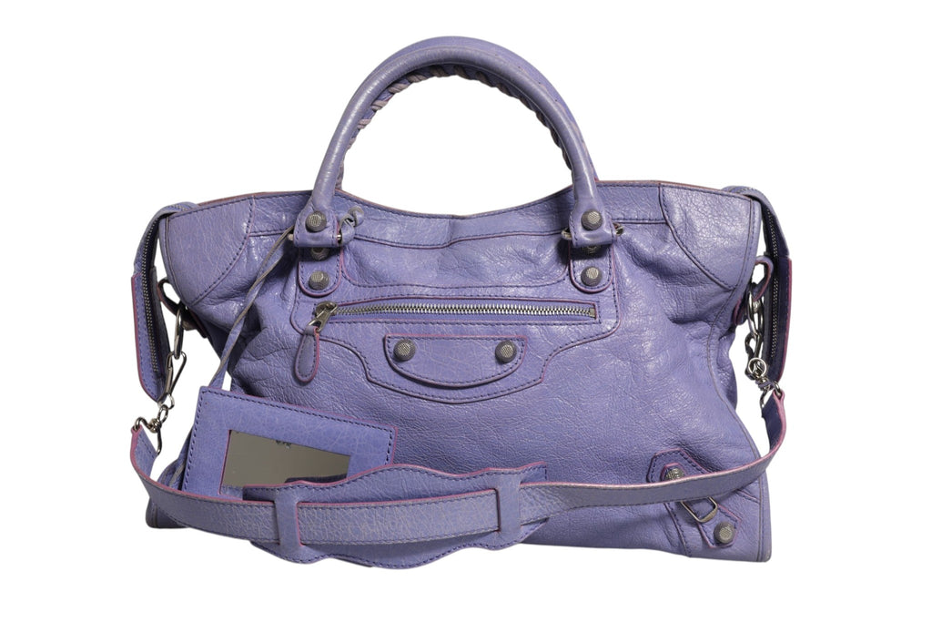 Balenciaga Purple Leather City Bag With Hardware Balenciaga