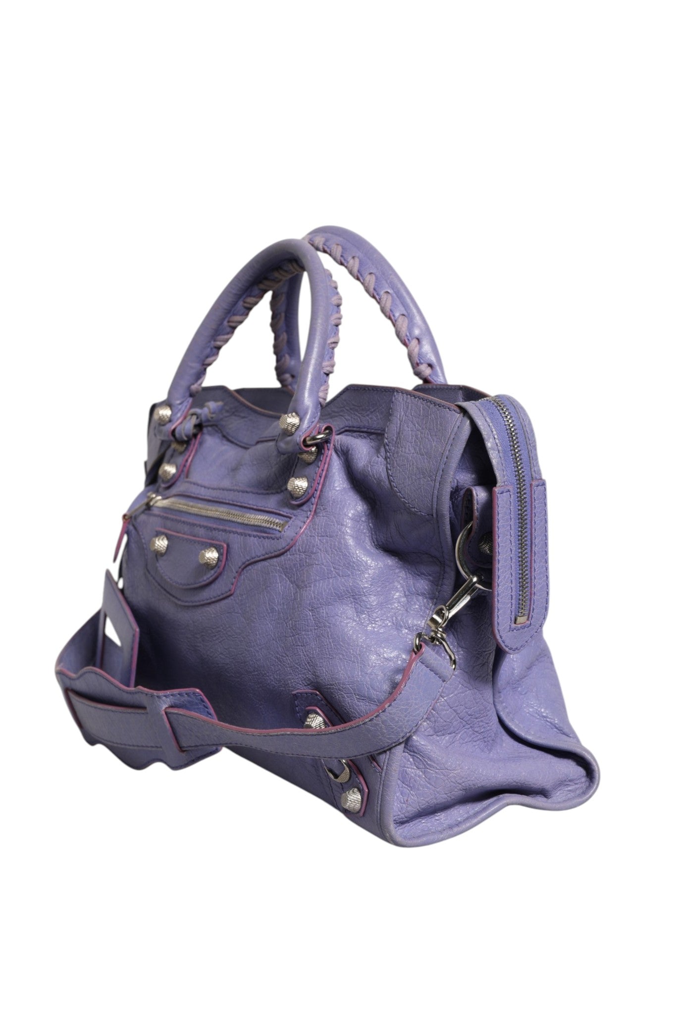 Balenciaga Purple Leather City Bag With Hardware Balenciaga