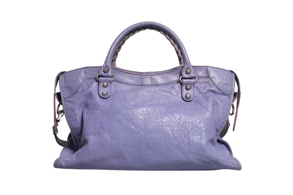 Balenciaga Purple Leather City Bag With Hardware Balenciaga