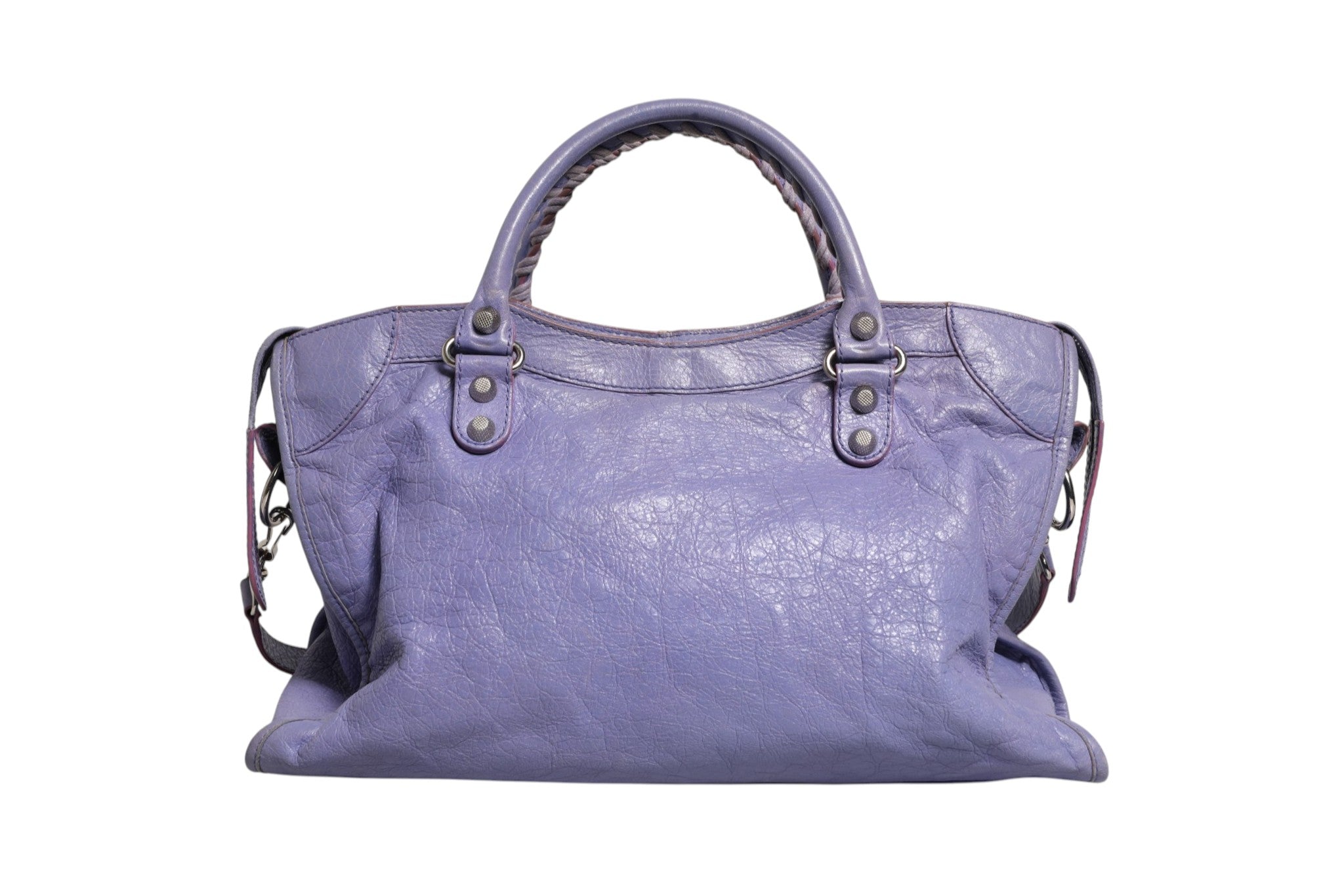 Balenciaga Purple Leather City Bag With Hardware Balenciaga