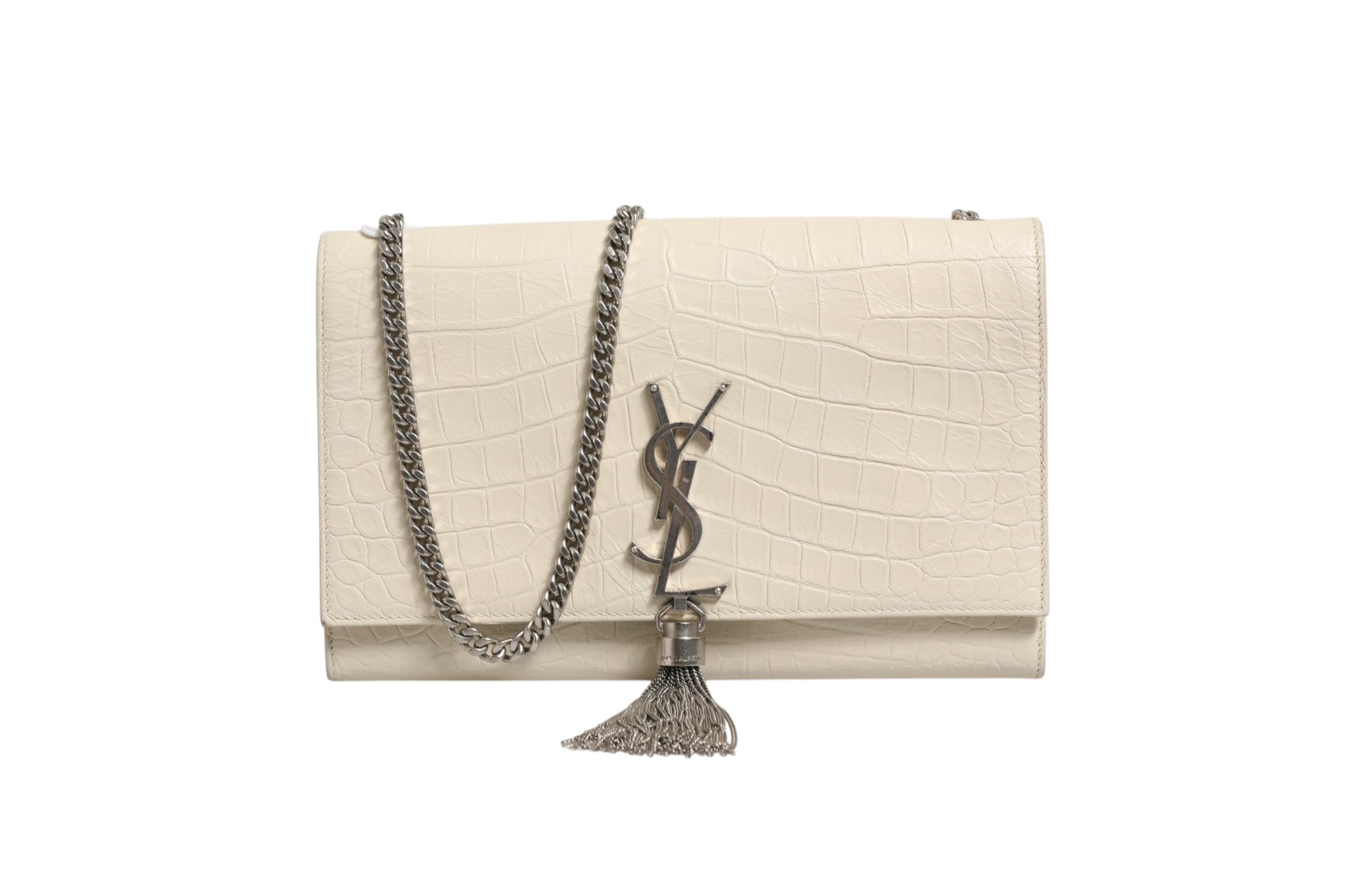 Saint Laurent Kate Tassel Small Croc-Embossed Leather Saint Laurent
