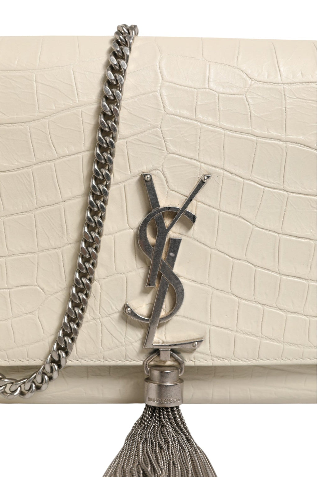 Saint Laurent Kate Tassel Small Croc-Embossed Leather Saint Laurent