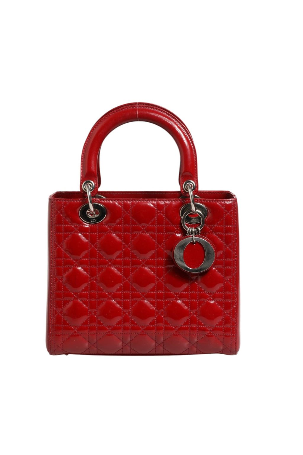 Christian Dior Cherry Red Patent Leather Cannage Quilting Small Lady Dior Bag Christian Dior